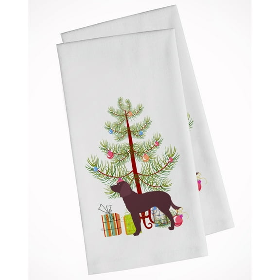 American Water Spaniel Merry Christmas Tree White Kitchen Towel Set of 2 Dish Towels