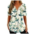 thumbnail image 2 of Aloohaidyvio Tops,Womens Summer Tops V Neck T Shirts Printed Tops Button Loose Casual Tshirts, 2 of 5