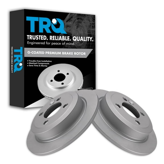 TRQ Rear Brake Rotors Set Solid Premium G-Coated Fits Select 2007-2015 Mini Cooper