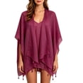 thumbnail image 2 of Hilenly Fringe Kimono Beach Cover Ups for Women Long Cardigan Cover Up with Tassel Swimsuit Coverup, 2 of 10