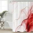thumbnail image 2 of 72x78 Inch Shower Curtain Marble Red Bathroom Decor Waterproof Fabric Bathtub Bath Curtains Decorative Gold White Modern Gradient Ocean Wavy Ripple Extra Long Shower Curtain Set with Hooks, 2 of 6