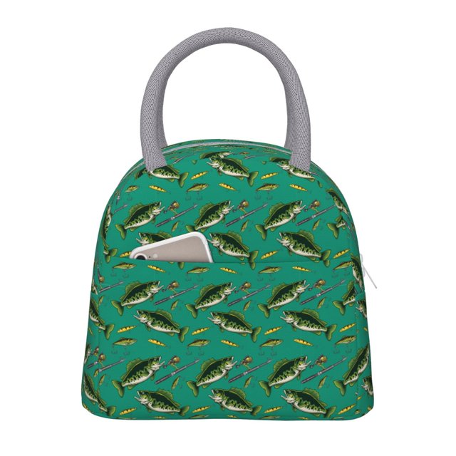 Disketp Bass Fish Bolsa Térmica para Almuerzo, Lonchera con Abertura Amplia y Gran Capacidad, Organizador Reutilizable para Mujeres, Hombres y Adultos