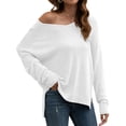 thumbnail image 5 of HUBERY Women V Neck Long Sleeve Side Split Sweater, 5 of 6
