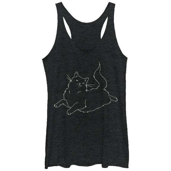 Women's Lost Gods Happy Cat Racerback Tank Top Black Heather Medium