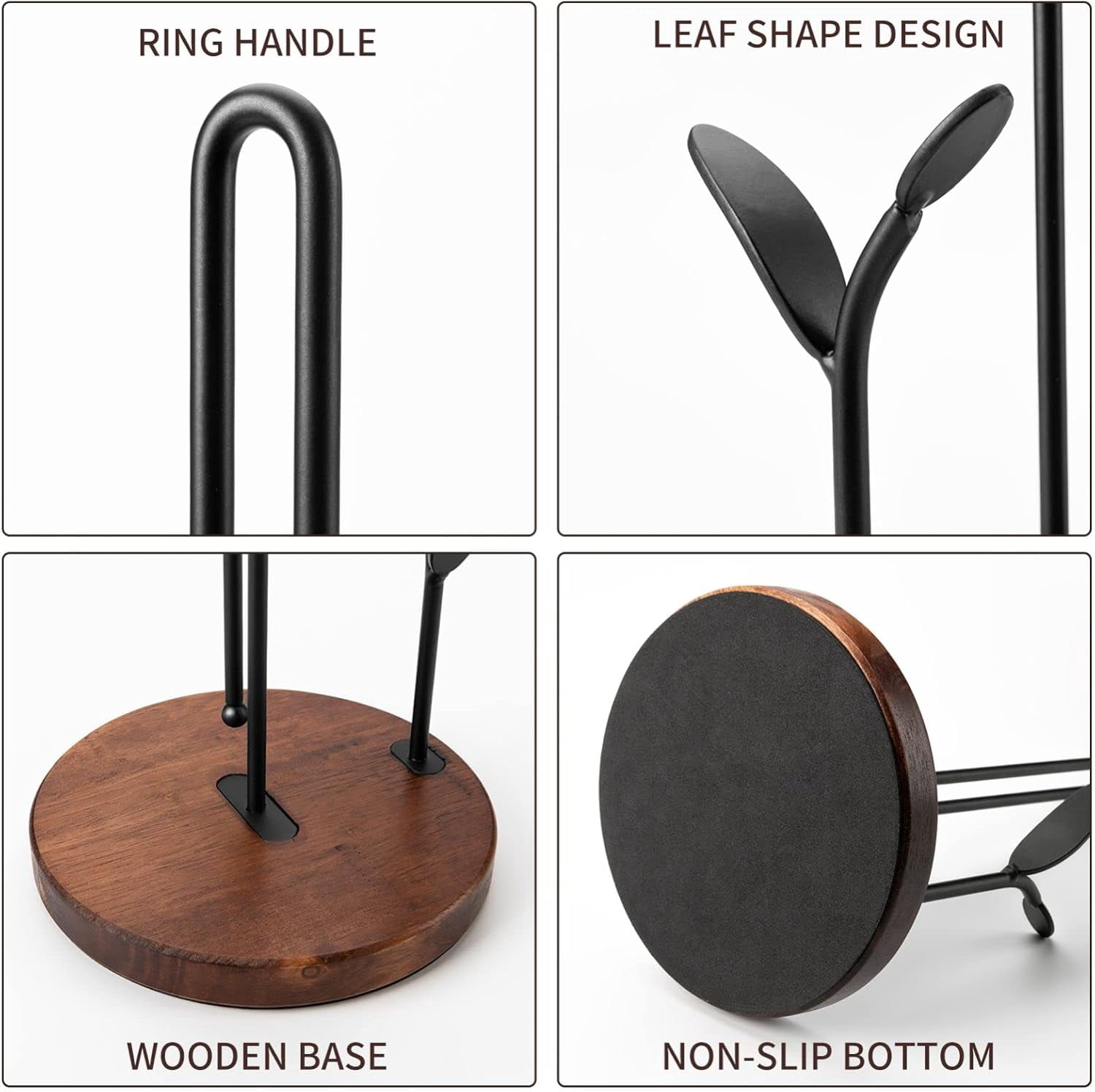 Paper Towel Holder Countertop, Wood Paper Towel Holder Stand, Easy One-Handed Tear Rustic Paper Roll Holder for Kitchen Dining Table Home Decor, High Model Easy to Install