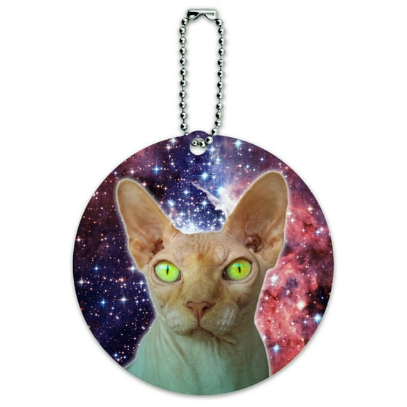Sphynx Space Cat Round Luggage ID Tag Card Suitcase Carry-On