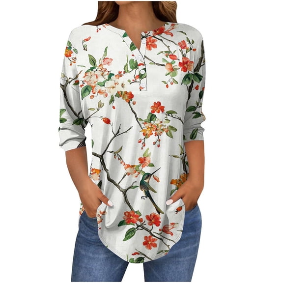 My Items Spring Tops Women's Tops and Blouses Plus Size Womens Tops 3/4 Sleeves Knit Womens Blouses Casual Spring New Arrivals