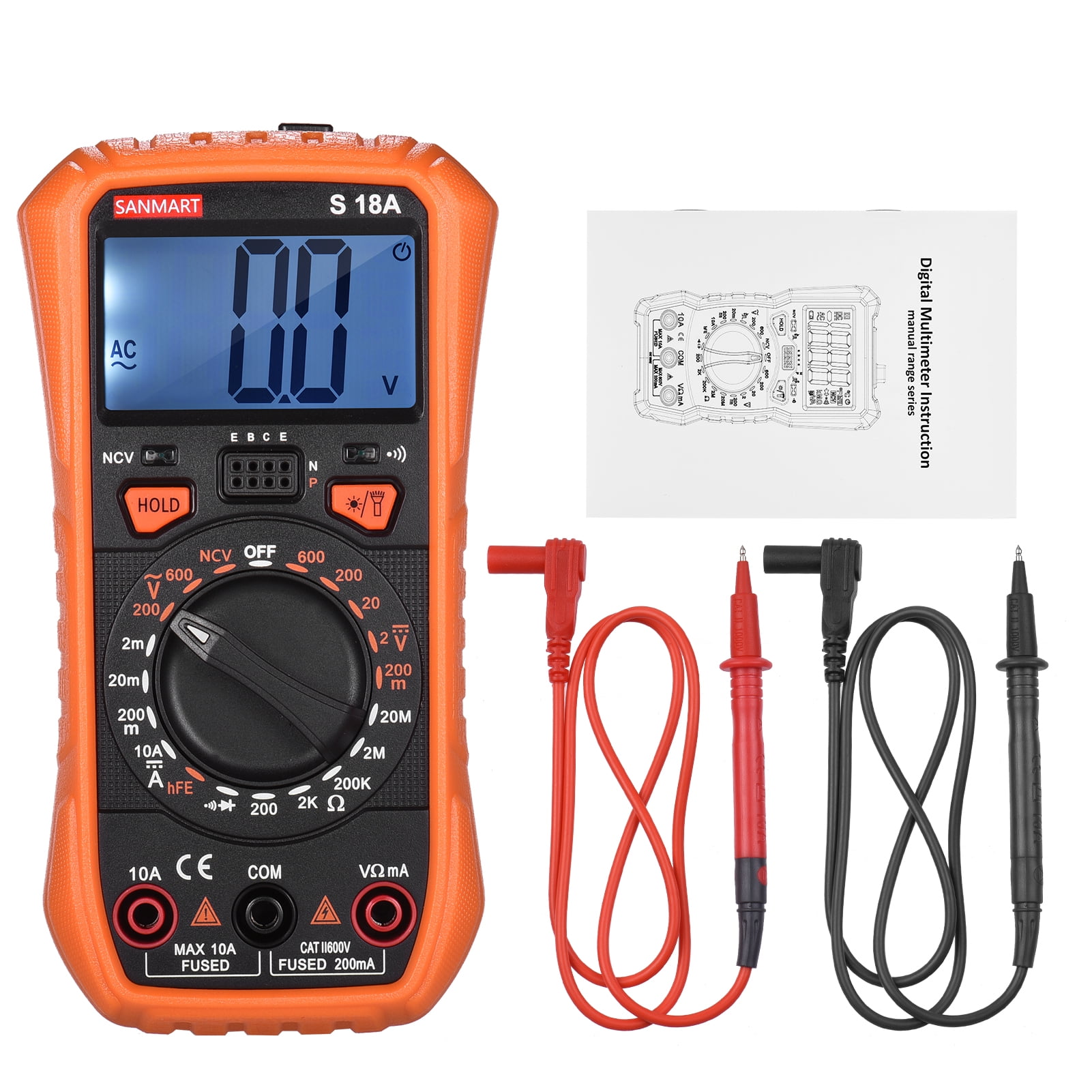 Mini Handheld Digital Multimeter 2000 Counts Manual True Rms Universal