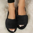 thumbnail image 5 of Fnooota Womens Slide Slippers, Indoor Non Slip Open Toe Soft Sole Fuzzy Slippers Bedroom Shoes Black Size 9-9.5, 5 of 8