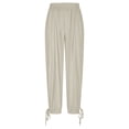 thumbnail image 6 of DHFJKG Harem Linen Pants Women Lightweight Loose Fit Elastic Waist Solid Color Ankle-Tied Beach Pants With Pockets Trendy Trousers, 6 of 9