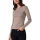 thumbnail image 4 of CAMISA DE MANGA LARGA A RAYAS PARA MUJER CON CUELLO BARCO, CAMISETA BÁSICA ELÁSTICA Y CASUAL XS Marrón Claro, 4 of 6