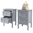thumbnail image 3 of IVV Gray Nightstands Set of 2 for Bedroom - Storage Bedside Table with 2 Drawers, Mid-Century Wooden Night Stand, End Table, Sofa Couch Side Table, 3 of 9
