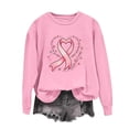 thumbnail image 5 of QATAINLAV Ladies Breast Cancer Sweatshirt Pink Ribbon Graphic Print Pullover Casual Crew Neck Long Sleeve Tops Pink S, 5 of 6