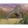 thumbnail image 2 of Large Dicraeosaurus dinosaur drinking water Poster Print, 2 of 2