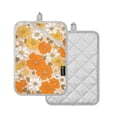 thumbnail image 2 of Orange Yellow White Floral Oven Mitts Pot Holders 2 pcs Heat Resistant for Kitchen Baking Grilling, 2 of 7