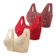 thumbnail image 1 of Hemlock 3 Pack Front Close Cotton Bras, 3 Pack Front Close Cotton Bras, Full Support, Wide Back, No Underwire, 3PC, Orange Daisy Print Bras, Orange 46, Size 38-50, 1 of 6