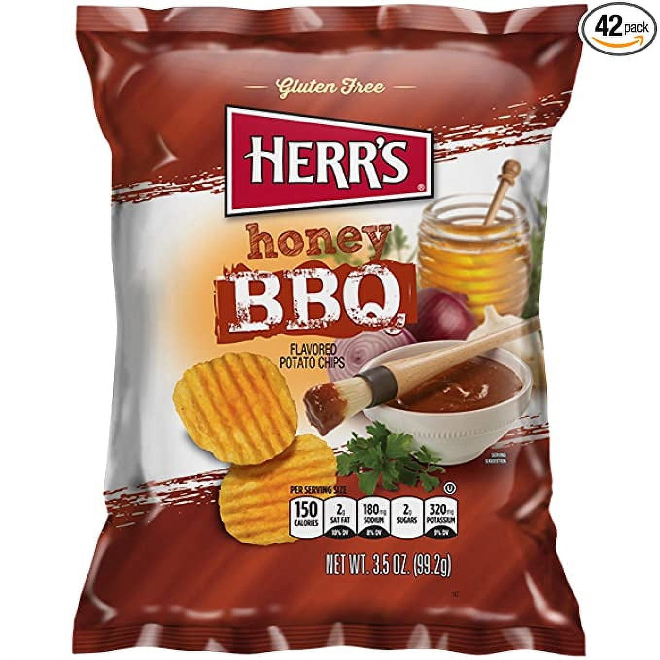 Herr's Honey BBQ Flavored Potato Chips 1 oz (pack of 42)