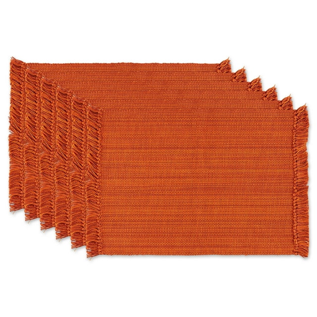 Design Imports CAMZ12167 DII Variegated Burnt Orange Fringe Placemat Set/6
