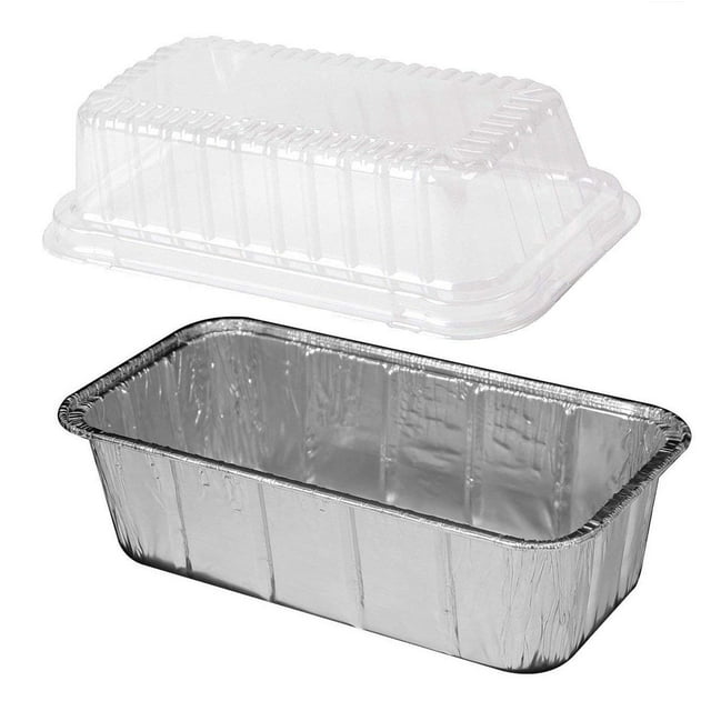 2 lb. Aluminum Foil Loaf Pan w/ Clear High Dome Lid 25/Pk -Disposable
