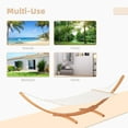thumbnail image 6 of Outsunny Outdoor Hammock with Stand, Extra Large Heavy Duty Wooden Frame, No Tree Needed, 12.8' Indoor Outside Boho Nap Bed, Natural Cotton, White, 6 of 9