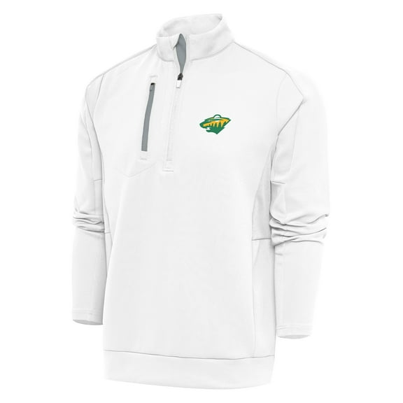 Men's Antigua White Minnesota Wild Special Edition 2.0 Generation Quarter-Zip Pullover Top