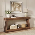 thumbnail image 3 of 70.9" Extra Long Farmhouse Console Table - 2-Tier Wood Entryway Table With Storage, Narrow Sofa Table Behind Couch For Living Room Hallway (Dark Brown), 3 of 9