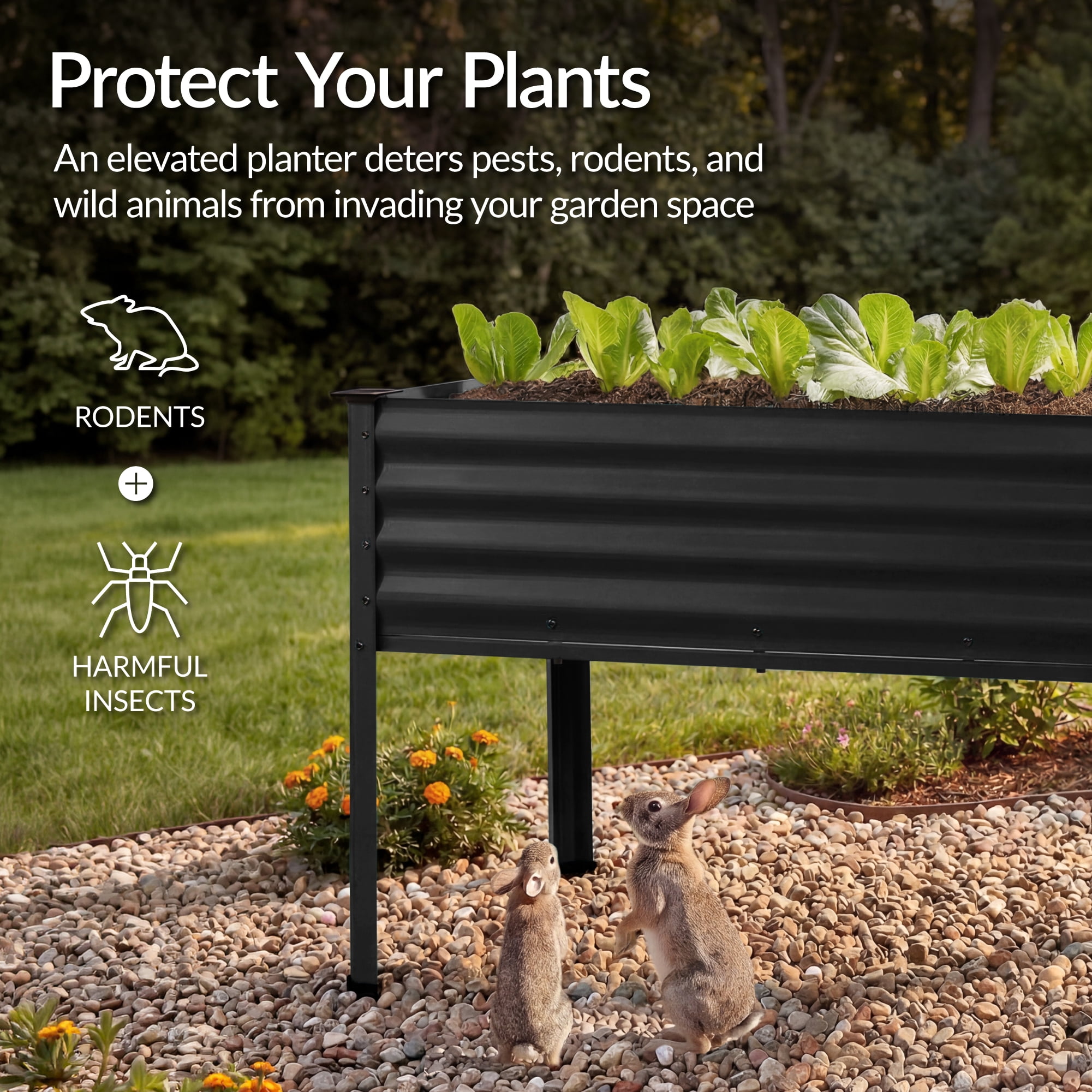Best Choice Products 48x24x30in Elevated Galvanized Metal Garden Bed w/ Corner Protectors - Black