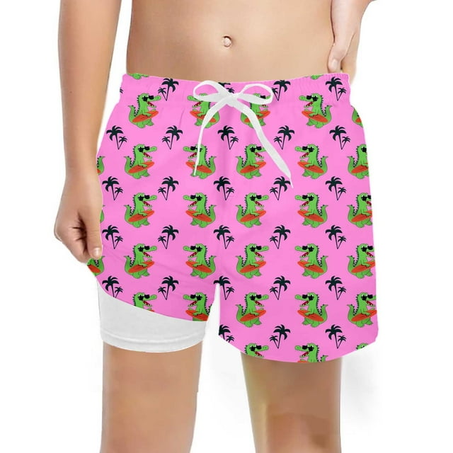 XASZHN Maillots de Bain Garçons Mode avec Doublure de Compression Shorts de Bain Extensibles Rose 10T