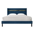 thumbnail image 3 of Castle Place Luxury Glam Velvet Wingback King Platform Bed with Gold Acrylic Accents, Navy Blue, 3 of 10