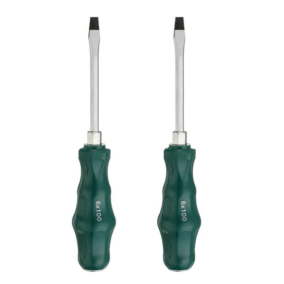 Uxcell 2pcs SL6 Flat Head Screwdriver 3.9" Magnetic Demolition Slotted Screwdriver CR-V with Ergonomic Handle, Green