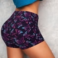 thumbnail image 4 of Daiia Purple Butterfly Pattern Women's Workout Shorts Biker Shorts - High Waisted Workout Spandex Tummy Control Gym Running Yoga Shorts-X-Large, 4 of 8