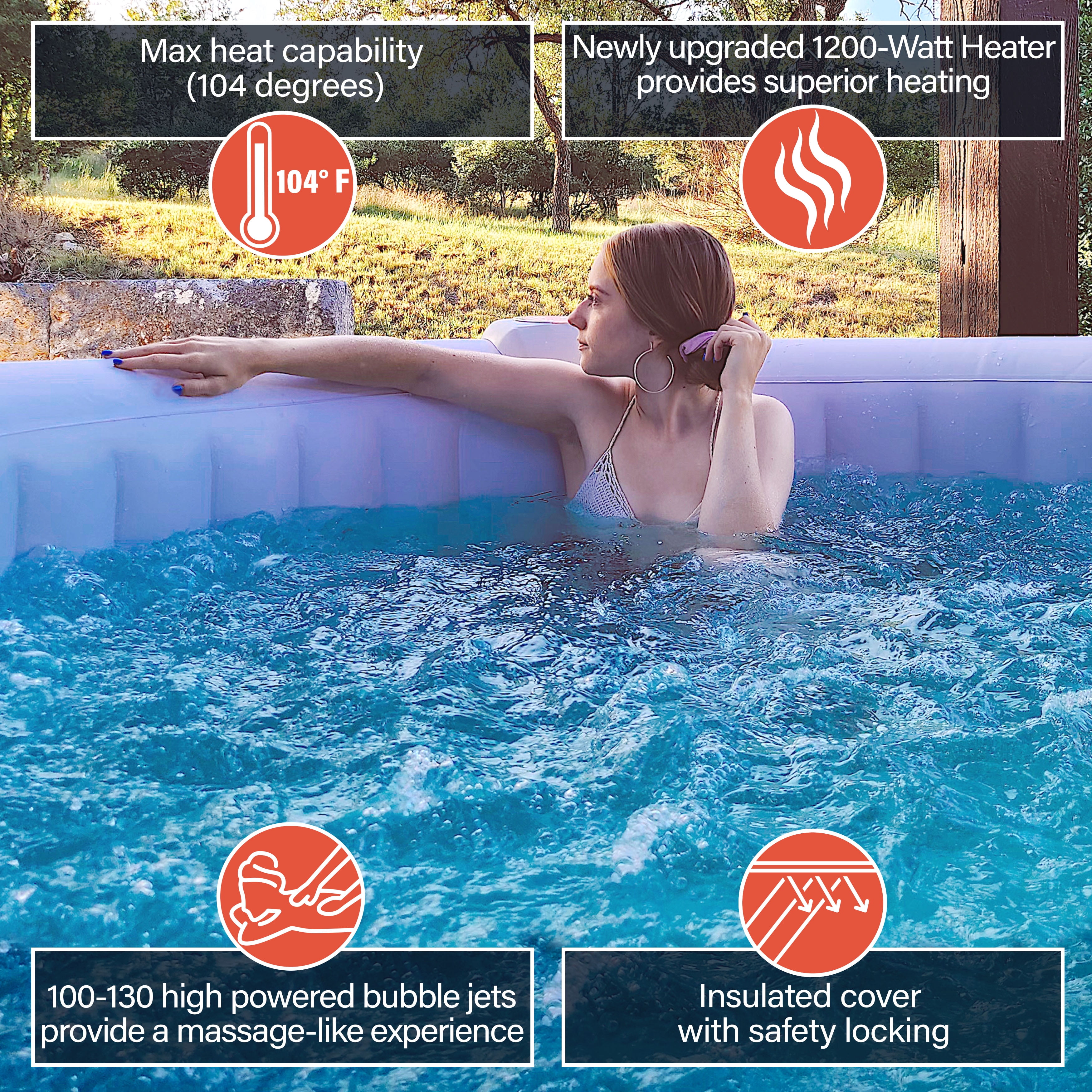 ALEKO Bubble Jet Inflatable Outdoor Hot Tub Spa for 6, Brown