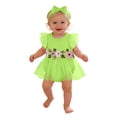 thumbnail image 3 of Newborn Girl Soft Outfit Short Sleeve Romper Dress Baby With Floral And Hair Cute Party For Vacation Trip Baby Bodysuit Size 1-3 Months, 3 of 5