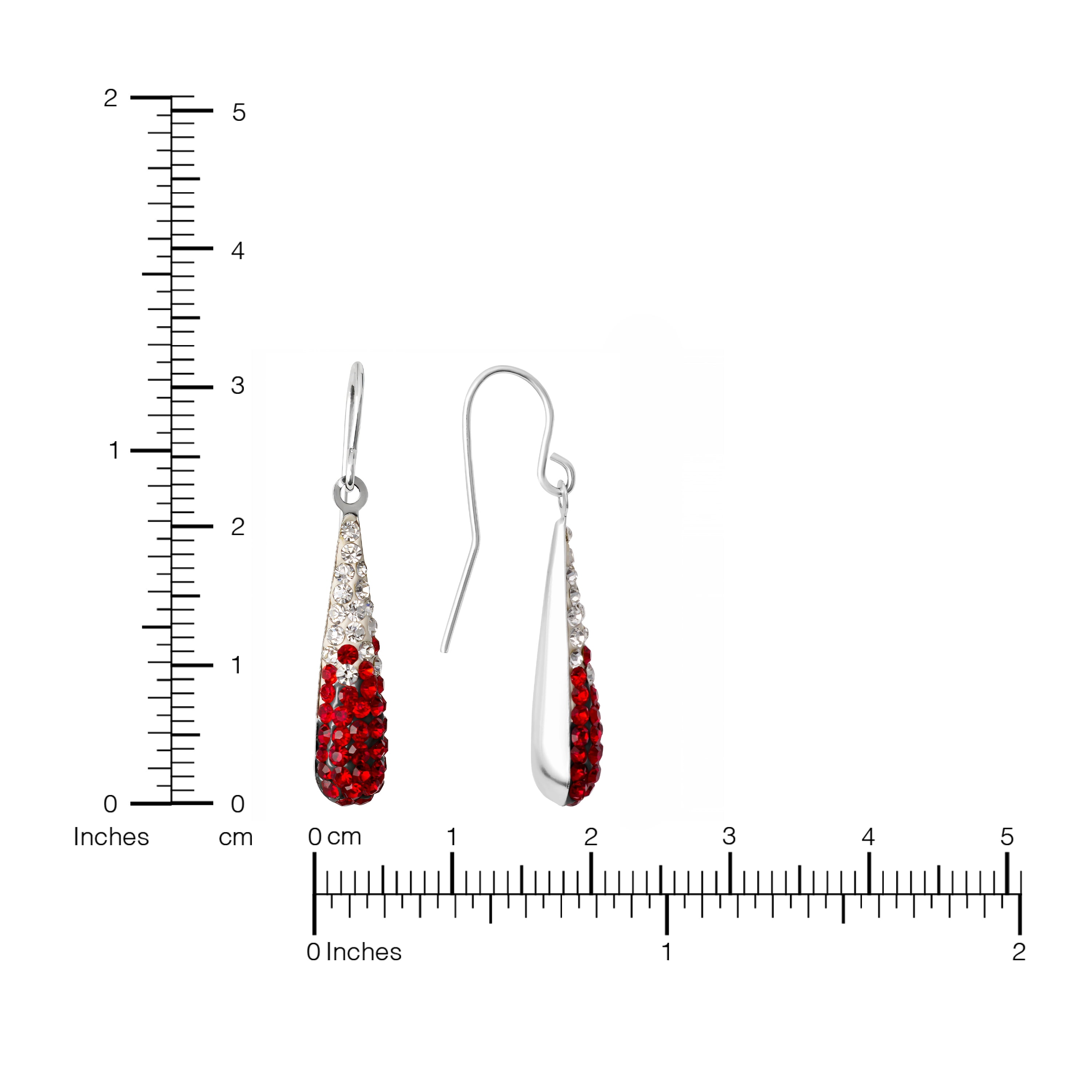 Marisol & Poppy Ombre Red Crystal Teardrop Drop Earrings in Sterling Silver for Women & Teens