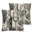 thumbnail image 2 of Acheng Throw Pillow Cover Vintage on Subject of Alcohol Bottles Champagne Grapes Wine Home Decor Pillowcase Cushion Cover for Sofa Couch Bed and Car,2 Pcs White, 2 of 6