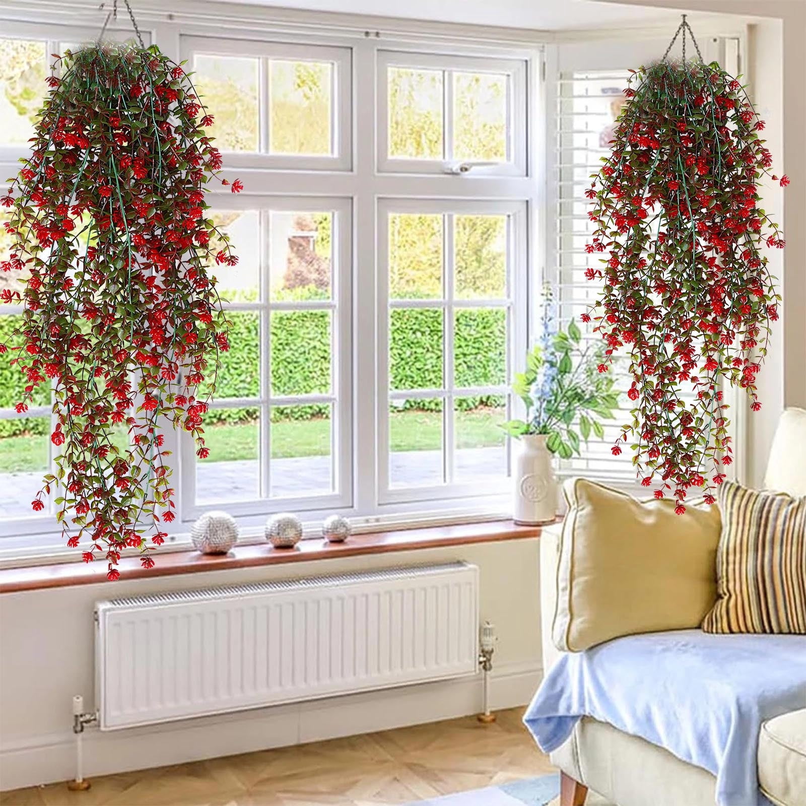 HEROOY Upgraded Simulated Rose Artificial Flower Conditioning Duct Blocking Living Room Ceiling Decoration Plastic Wrapping Plants Fake Flowers Vines Artificial Flowers C