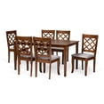 thumbnail image 2 of Baxton Studio Verner Modern and Contemporary Grey Fabric Upholstered and Walnut Brown Finished Wood 7-Piece Dining Set, 2 of 7