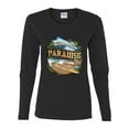 thumbnail image 2 of Wild Bobby, Paradise Surf Shack Marlin Pop Culture Womens Graphic Long Sleeve T-Shirt, Black, Small, 2 of 3