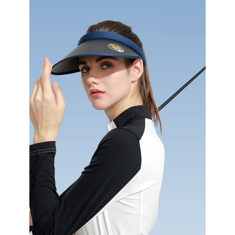Summer Wide Brim UPF 50+ Sun Visor Golf Hats for Women Men Kids Navy Blue