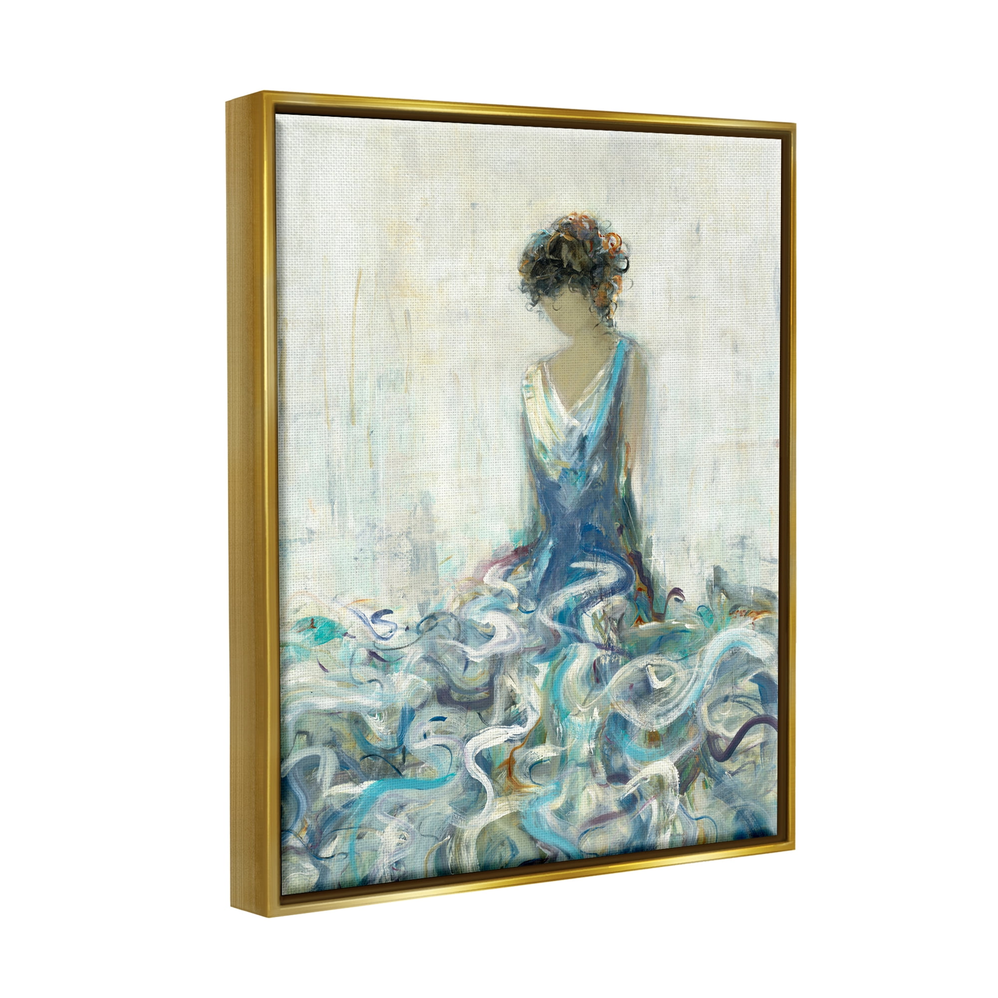 Stupell Industries Woman In Gown Abstraction Beauty & Fashion Painting Gold Floater Framed Art Print Wall Art