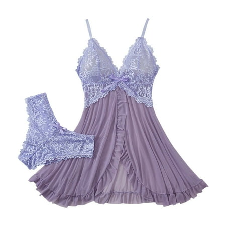 Women Lingerie Nightgown Babydoll Dress Purple Pajamas For Women Lace Body Suits Women Womens Lingerie Sexy