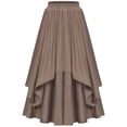 thumbnail image 3 of dazeni Women Steampunk Victorian Skirt Renaissance Gothic Ruffled Pirate Skirts Vintage Elastic Waist Pleated Skirt, 3 of 5