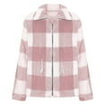 BDPORKAS Womens Fuzzy Sherpa Fleece Jacket Zip Up Collar Plaid