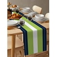 thumbnail image 6 of nqOlkjepod Navy Blue Green Stripe Table Runner 72 Inches Long Farmhouse Dress Scarves, Modern Art Horizontal Striped Dining Tablerunner for Coffee Table/Kitchen Island/Party Décor, 18" x 72", 6 of 8
