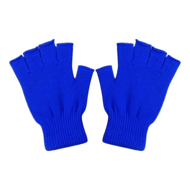Guantes sin dedos de punto cálidos de invierno para mujer y hombre, mitones de punto