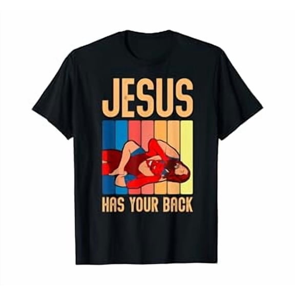 Jesus Has Your Back Funny Vintage Wrestler Wrestling T-Shirt