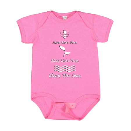 

Inktastic Save More Bees Plant More Trees Clean the Seas Gift Baby Boy or Baby Girl Bodysuit
