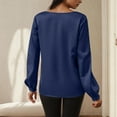 thumbnail image 6 of Olyvenn Fashion Fall Women Tops Puff Long Sleeve Chiffon Work Blouses Dressy Casual Crewneck Flowy Shirts Tees Tunics Blue M, 6 of 7