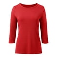 thumbnail image 4 of LIIPEE Women T-Shirts Solid Color Slim Fit Long Sleeve Round Neck Basic Tee Woman Handsome Birthday Wedding Weekend Tee,Red,Xxxl, 4 of 6
