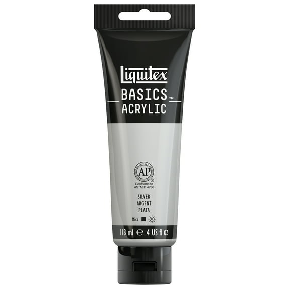 Liquitex BASICS Acrylic Color, 4 oz. Tube, Iridescent Silver